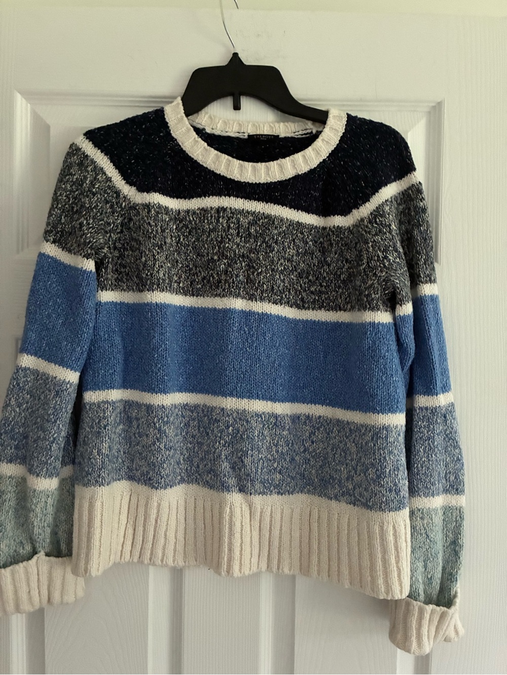 Talbots Blue, White & Gray Striped Women's Sweater SP